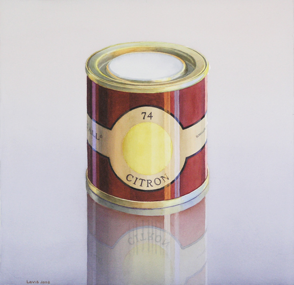 Citron: Farrow and Ball Farbdose. Watercolor, 52 x 52 cm. Artwork by Petra Levis