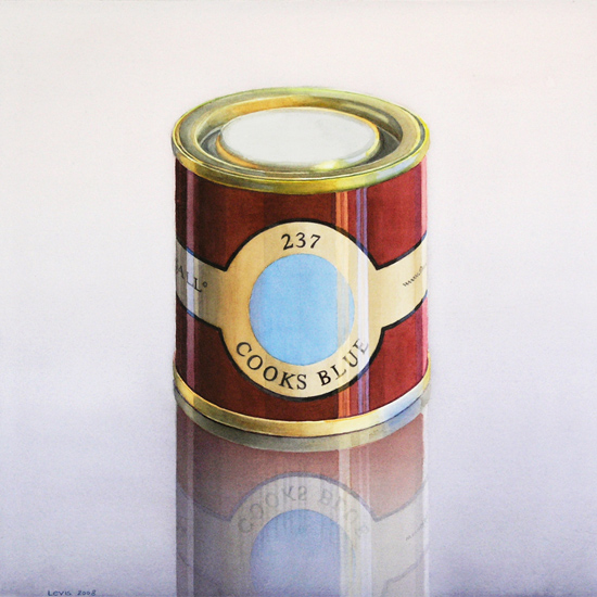 Cook's Blue: Farrow and Ball Farbdose. Aquarell, 52 x 52 cm. Artwork by Petra Levis