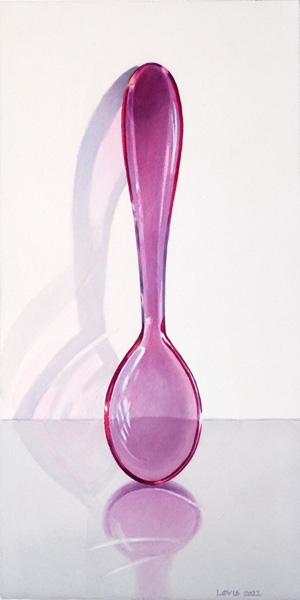 Eggspoon, ruby colored. Watercolor, 60 x 30 cm. Artwork by Petra Levis