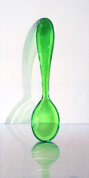 Eierlöffel, smaragdfarben. Aquarell, 120 x 60 cm. Artwork by Petra Levis