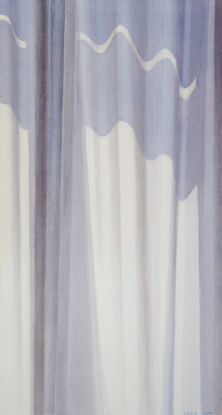 Sunlit: Curtain with shadow. Watercolor, 75 x 40 cm. Artwork by Petra Levis